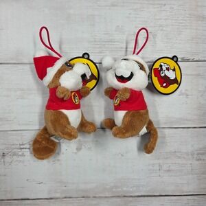 (2)Buc-ee's Bucees Beavers 4" Mini Stuffed Plush Christmas Ornament - New